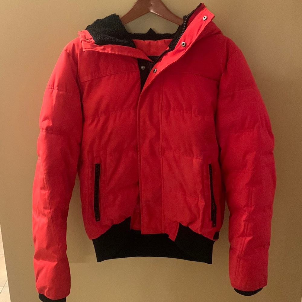 Express MEN S small bomber parka puffer winter red black jacket